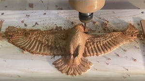 Watch 3D carving American bald eagle